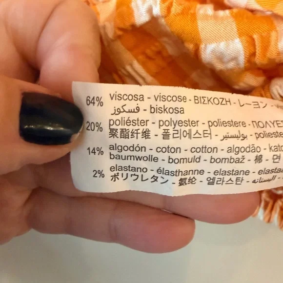 ZARA Orange Gingham Long-Sleeve Cropped Top - Brand - Picture 5 of 7